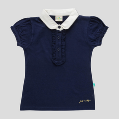 Peter Pan Ruffled Polo Shirt for Toddler Girls - Navy