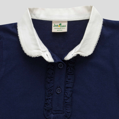 Peter Pan Ruffled Polo Shirt for Toddler Girls - Navy