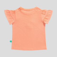 Ruffled Cap Sleeve T-Shirt for Toddler Girls - Coral