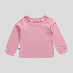 Ruffle Full-Sleeve Garden Pink T-Shirt for Toddler Girls