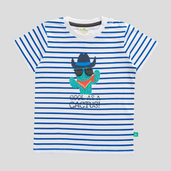 3D Applique Printed Striped T-Shirt for Toddler Boys