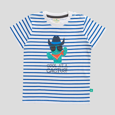 3D Applique Printed Striped T-Shirt for Toddler Boys