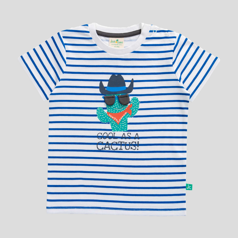 3D Applique Printed Striped T-Shirt for Toddler Boys