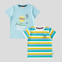 Sunny Blue & Green T-Shirt Pack of 2 for Toddler Boys