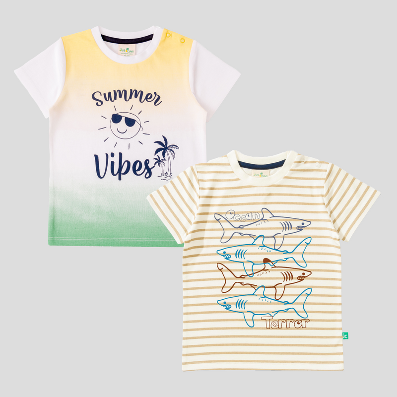 Summer Beige T-Shirt Pack of 2 for Toddler Boys