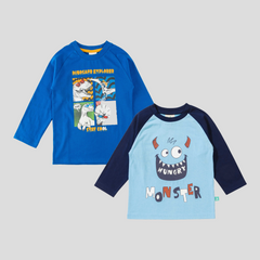 Raglan Full Sleeve T-Shirt Pack of 2 for Toddler Boys