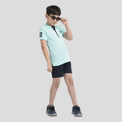 Toddler Half Sleeve Cyan Polo Shirt