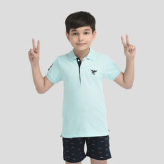 Toddler Half Sleeve Cyan Polo Shirt