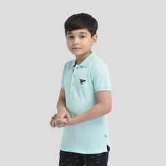 Toddler Half Sleeve Cyan Polo Shirt