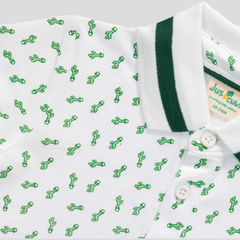 Half Sleeve Polo Shirt for Toddler Boys | Green Printed