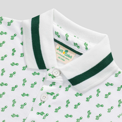 Half Sleeve Polo Shirt for Toddler Boys | Green Printed