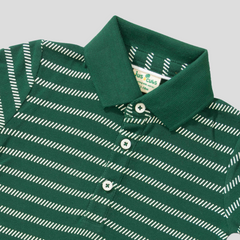 Half Sleeve Polo Shirt for Toddler Boys | Dark Green Striped