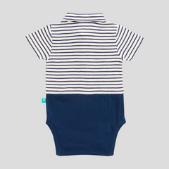 Navy Suspender Bodysuit with Bow Tie for Baby Boys