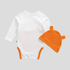 Baby Fox Bodysuit with Cap for Boys - Orange