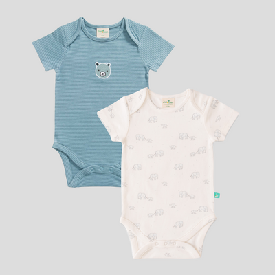 Cute Animal Themed Baby Bodysuit Set for Boys - Pack of 2