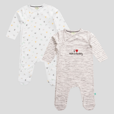 Animal-Themed Sleepsuit with Footies for Baby Boys - Pack of 2