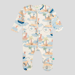 Beige Summer Sleepsuit with Footies for Baby Boys - Pack of 2